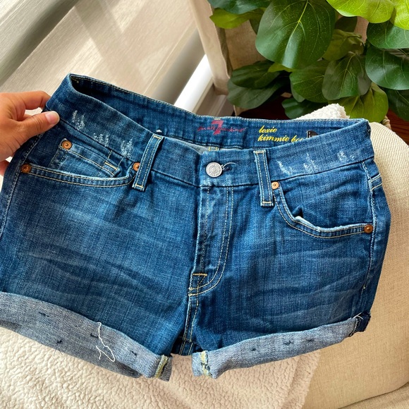 7 for all mankind jean cuffed shorts - Picture 1 of 5